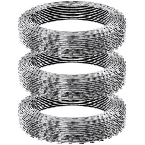 Fils Barbelés-Duoku-147 Pi 3 Rouleaux D-Ruban Barbelé À Double Spirale. Clôture En Fil Barbelé Galvanisé Pour Jardin