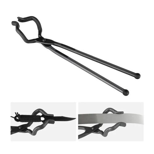 Pinces de Forgeron Z V-Bit-Duoku-18" Pinces de Forge en Acier au Carbone avec Rivets en Acier A3-pour Lames de Couteau
