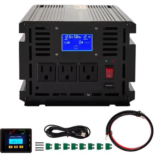 2000 W Onduleur Sinusoïdale Modifiée-Duoku-Dc 12 V À Ac 120 V-Écran Lcd-Télécommande-Prises Secteur-Indicateur Led-Camping-Car