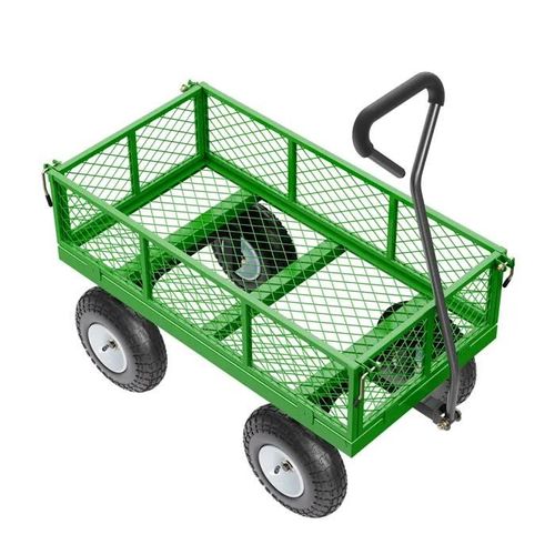 Chariot de Jardin en Acier-Duoku-Chariot Robuste-avec Pneus de 10 po-Côtés en Maille Amovibles-Une Utilisation en Extérieur