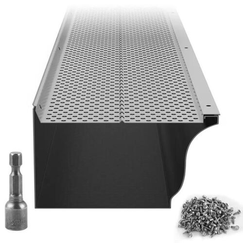 Protège Gouttièrel-Duoku-152 mm de Largeur-Filtre à Feuilles en Aluminium-26 Pièces-Longueur Totale de 264 cm
