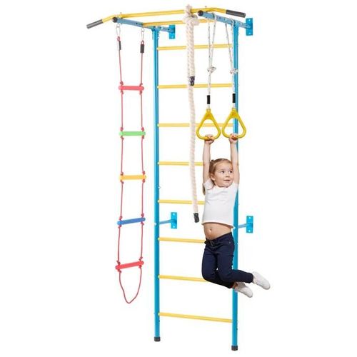 Jungle Gym D'intérieur 5 En 1-Duoku-Pour Tout-Petits-Échelle Murale-Barre De Traction-Échelle De Corde-Anneaux De Gymnastique