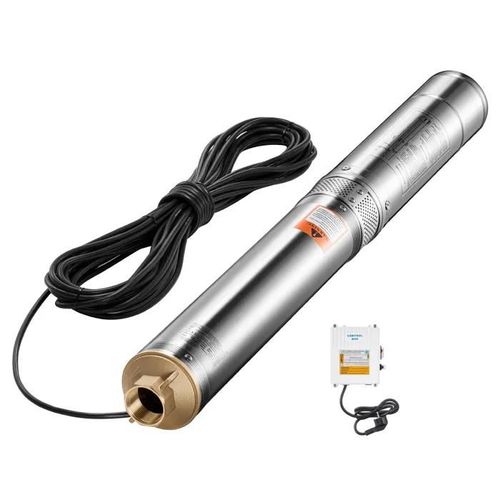 Pompe Submersible pour Puits Profonds-Duoku-550 W-Hauteur de Refoulement de 279 pi-Débit de 65 l/min-Acier Inoxydable