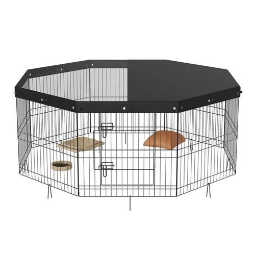 Parc Pour Chien-Duoku-8 Panneaux-24" H, Pliable En Métal, Clôture Pour Animaux De Compagnie, Intérieur/Extérieur, Métal