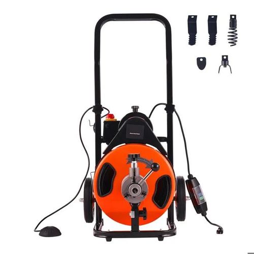 Machine de Nettoyage de Drain Électrique-Duoku- Tarière de Drainage de 100 pi x 3/8 po- avec Alimentation Automatique