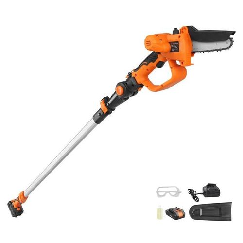 2-in-1 Scie à Perche Sans Fil et Mini Tronçonneuse-Duoku-Capacité Coupe 5po-Tronçonneuse Perche à Batterie 20V 2Ah-Portée 8 pi