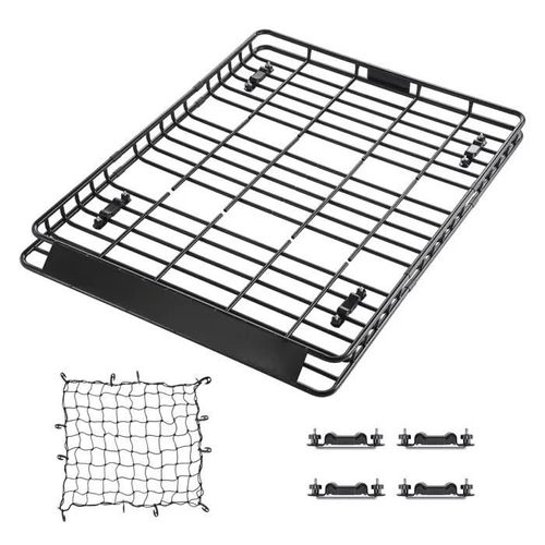 Porte-Bagage Pour Voiture-Duoku-1630 X 1270 X 105 Mm-Panier De Toit Universel En Acier Allié Antirouille-Avec Deux Filets