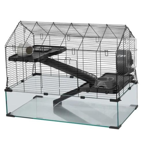 Cage Pour Hamster-Duoku-Habitat Transparent Avec Vue À 360°-75 X 44 X 61 Cm-Spacieuse Pour Petits Animaux-Avec Accessoires