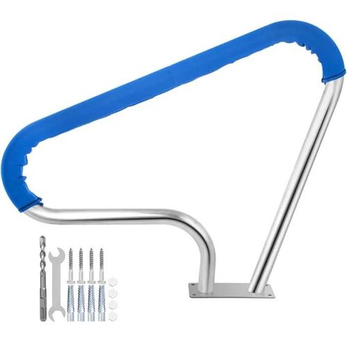 Main Courante de Piscine - DUOKU - 98,9 x 81,3 cm - Acier Inoxydable 304 - Antirouille - Couverture Grip Bleue