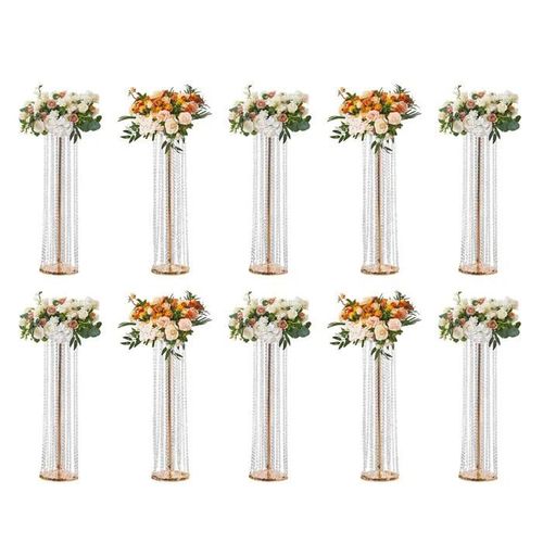 10 PCS 90cm Grand Support de Fleurs en Cristal pour Mariage-Duoku-Vases de Fleurs Luxueux en Cristal-Parfait pour T-stage
