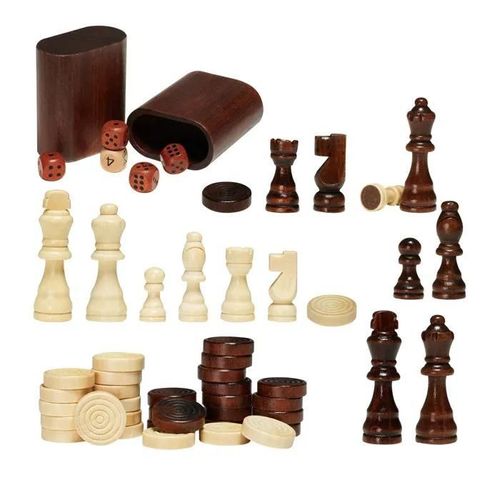 Ensemble de Table d'échecs et de Backgammon-Duoku-3 en 1-Table d'échecs en Bois de Qualité Supérieure de 18 pouces