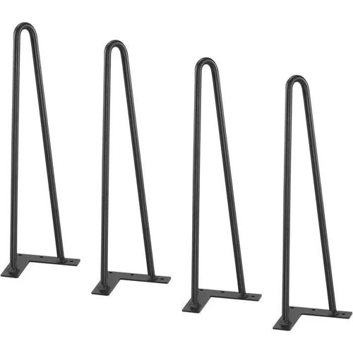 Pieds de Meubles - DUOKU - 406 mm - Lot de 4 - Métal Noir - Charge 227 kg - Montage Facile