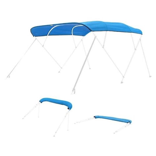 Bimini Pour Bateau À 4 Arceaux-Duoku-243 Cm-Taud De Soleil Imperméable-Avec Toile En Polyester 600d-Pare-Soleil