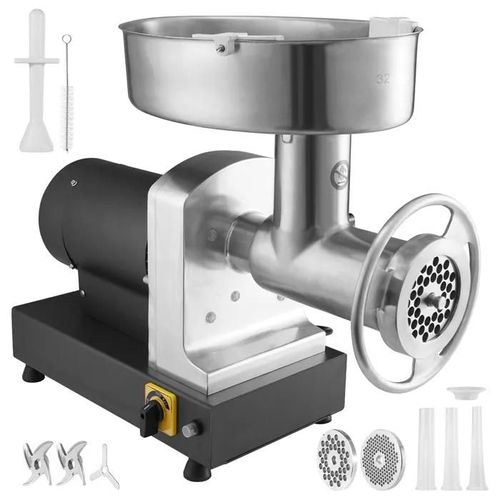 Hachoir à Viande Électrique-Duoku-1100 W-2 Lames 3 Plaques-Machine à Saucisses-Acier au Carbone-Commercial