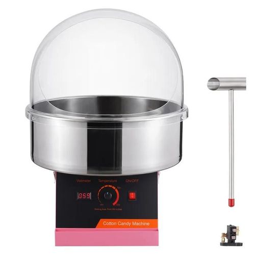 Machine à Barbe à Papa Electrique-Duoku-1000 W-Machine à Barbe à Papa-avec Bol en Acier Inoxydable-Couvercle-Cuillère à Sucre-Rose