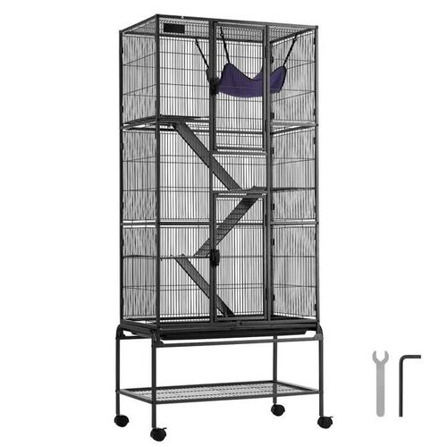 Cage À Furet En Métal À Roulettes-Duoku-175 Cm-Grande Cage Critter Nation À 4 Niveaux-Idéale Pour Les Petits Animaux Comme Les Rats