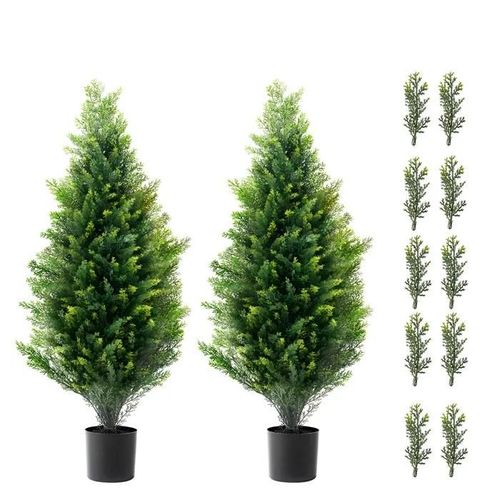 Topiaires Artificiels - DUOKU - Faux Pins et Cyprès - 91,4 cm - Lot de 2 Arbres - Résistants aux UV