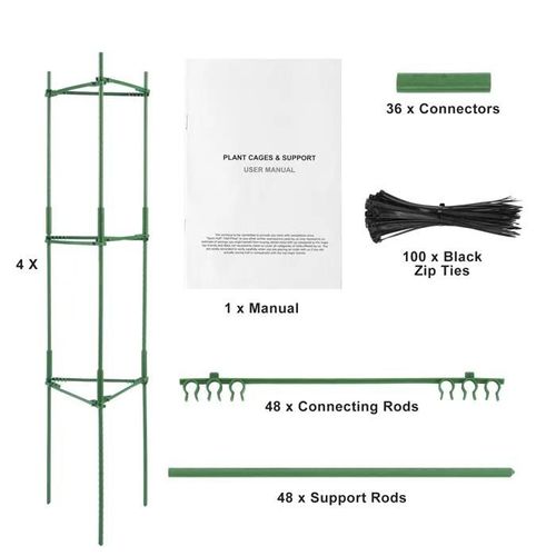 Lot De 4 Cages À Tomates De 160 Cm-Duoku-Support De Treillis Empilable-Pour Plantes-Piquets De Jardin Pour Légumes