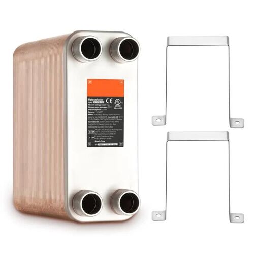 Échangeur De Chaleur-5"X 12"-Duoku-Échangeur De Chaleur À Plaques Brasées De 100 Plaques-Fabriqué En Cuivre Et En Acier Inoxydable
