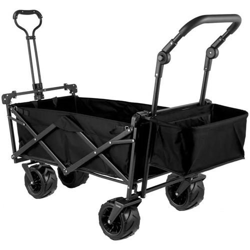 Camion Pliable-Duoku-Tissu Oxford 600D-Poignée Réglable-Grandes Roues-Portable-pour Plage Jardin Sports-Noir