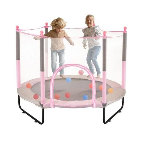 Trampoline -Duoku- Pour Enfants 60", Mini Trampoline Intérieur/Extérieur - Avec Filet De Sécurité Et Panier De Basket
