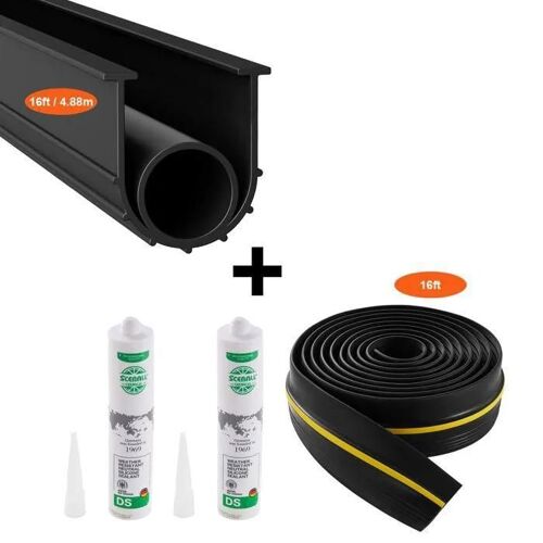 Trousse de Joints de Seuil et de Bas de Porte de Garage-Duoku-16 pi en forme de U + Joint Torique Universel