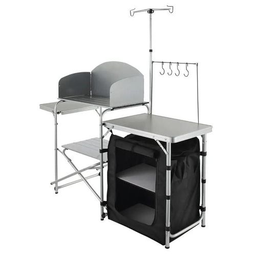 Table De Cuisine De Camping-Duoku-Table De Cuisson Portable Pliable Avec 1 Placard-Pour Le Camping