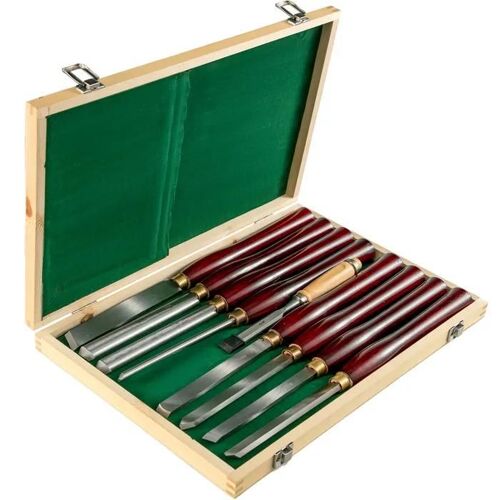 Ensemble De Ciseaux À Bois-Duoku-8 Pièces 7 Pouces/17 Cm-Boîte À Outils En Bois Pour Sculpture Sur Bois Racine Meubles Tours-Rouge