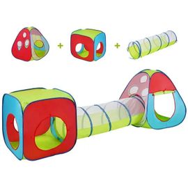 Tente De Jeu 3 En 1 Pour Enfants Avec Tunnel-Duoku-Pour Garçons-Filles-Bébés Et Tout-Petits-Avec Sac De Transport-Rouge/Jaune/Bleu
