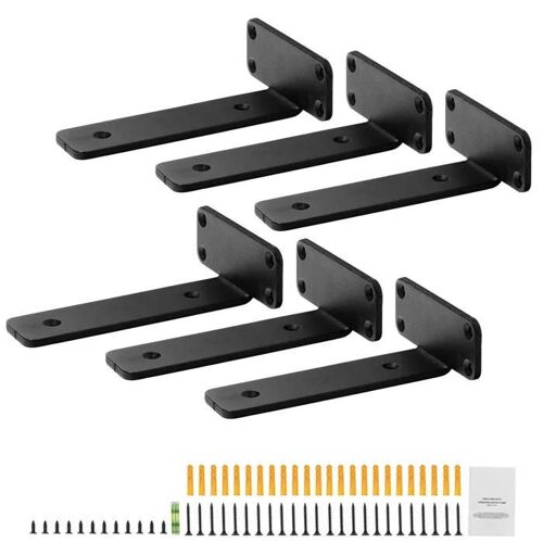 Support D'étagère - DUOKU - SJ7 - 8"L x 4"W x 1,6"H - 5 mm d'épaisseur - 6 pièces - Noir Mat