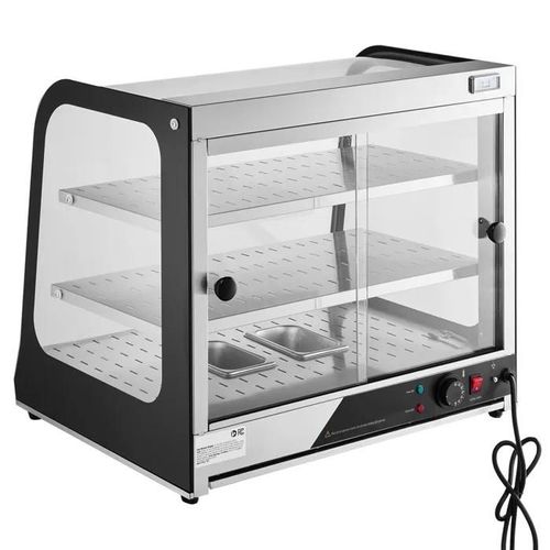 Chauffe-plats Commercial à 2 Niveaux-Duoku- 850 W-avec Verre Trempé -Chauffage à la Vapeur- Température de 30 ¿ à 85 ¿