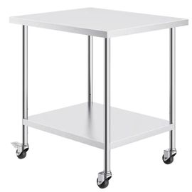 Table De Travail Cuisine Acier Inoxydable-Duoku-Table De Préparation-762 X 457 X 954,6 Mm-4 Roues-3 Niveaux De Hauteur Réglables