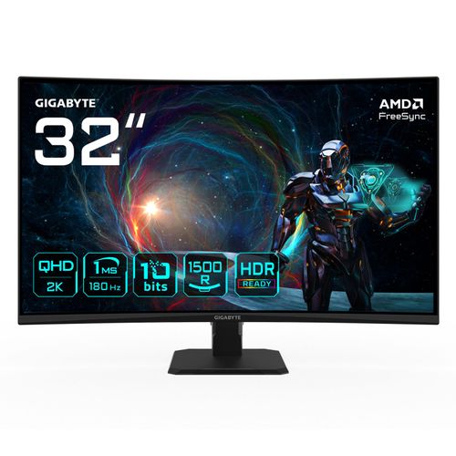Gigabyte GS32QCA Monitor Gaming Curvo 31.5" QHD 180Hz 1ms FreeSync Nero