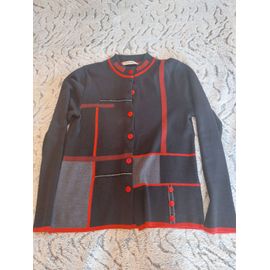 Pull Femme Couleur : Noir Et Rouge, Marque : Christine Laure Taille 36