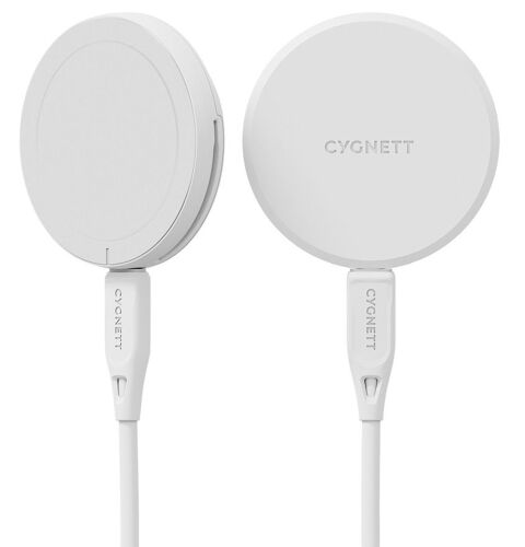 Cygnett ChargePuck Qi2.0 Casques, Smartphone Blanc USB Recharge sans fil Charge rapide Intérieure
