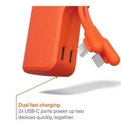 Cygnett Powerbank Thumboost 5k Arancione 5000mah Con Cavo Usb-C Integrato