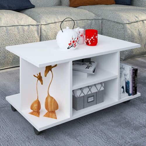 VCM Table d'appoint en bois Table basse Table de salon à roulettes Findula Table d'appoint en bois Table basse Table de salon à roulettes Findula