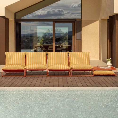 Ensemble De Jardin Modulaire Amaro 4 Pièces Avec Canapé Et Table D'appoint Jaune Miel - Rouge Argile