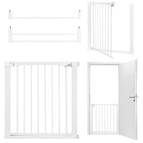 Momi Paxi Plus ¿ Barrière De Sécurité ¿ Barrière Escalier Pour Enfant 75-82cm (Max 103cm) - Installation Facile Sans Vis ¿ Blanc