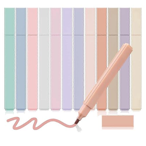 Lot 12 Surligneurs Sans Bavure - 12 Couleurs Pointe Souple