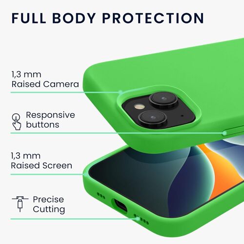 Coque pour iPhone 15 Plus Coque - Housse de téléphone Fine en Silicone avec Surface Douce et Anti-Choc - Vert néon