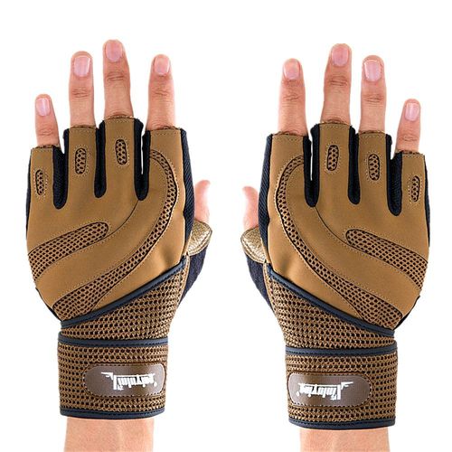Gants De Fitness Demi-Doigt,Musculation,Haltérophilie,Crossfit,Haltère,Entraînement,Gants De Gymnastique Respirants Pour Hommes Et Femmes - Type Brown-Xl (22-24cm)