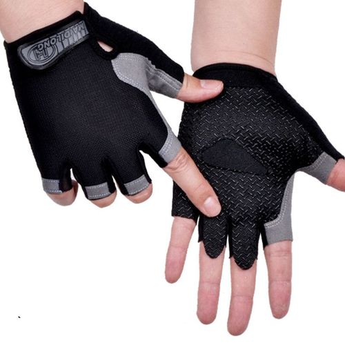 Gants D'haltères De Gymnastique Hommes Femmes Haltérophilie Fitness Sport Entraînement Gants D'exercice Antidérapant Respirant Demi Doigt Gant De Cyclisme - Type Black-Xl