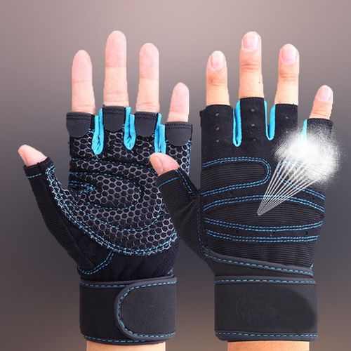 Gants De Fitness Demi-Doigt,Équipement De Levage De Poids,Respirant,Haltère,Crossfit,Entraînement De Puissance - Type Blue Gym Gloves-M