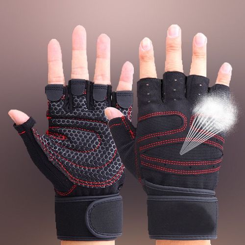 Gants De Fitness Demi-Doigt,Équipement De Levage De Poids,Respirant,Haltère,Crossfit,Entraînement De Puissance - Type Black Gym Gloves-M