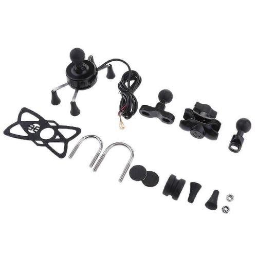 Portable 360° Réglable Moto Guidon Support De Téléphone Chargeur Usb