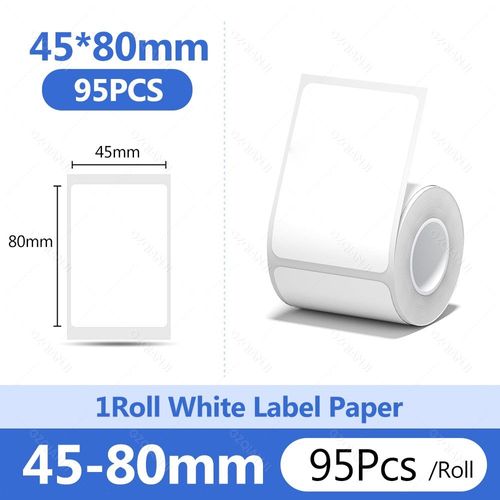 Niimbot 1 rouleau B1 papier autocollant blanc étiquette adhésive étanche blanc Anti-huile pour B1 B21 Mini ruban d'imprimante thermique Portable - Type 1WH Label 45-80mm