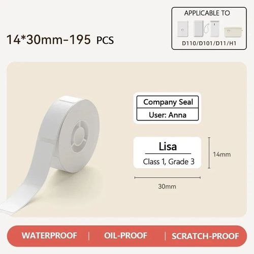Niimbot étiquettes papier adhésif étiquettes thermiques autocollants rouleau papier auto-adhésif pour Niimbot D110 D11 D101 Mini imprimante Portable - Type 1 Roll White 14x30mm