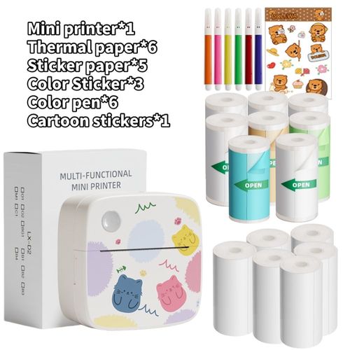 Dolewa D2 étiqueteuse imprimante Portable imprimante dessin chat papier thermique étiquettes autocollant papier pour impression Photo impression d'erreur - Type Printer 14 roll