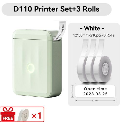 Niimbot-Mini Étiqueteuse Thermique Sans Fil,Machine À Autocollants,Poche Sans Encre,Étiquette Autocollante,Bureau À Domicile,D110 - Type Green-12x30-3 Rolls